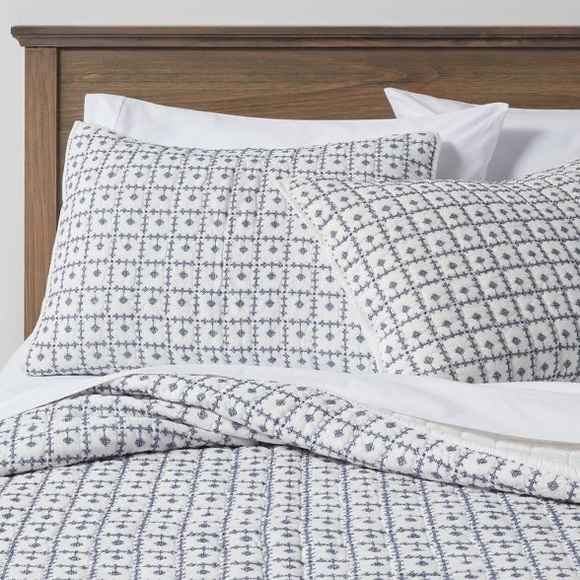 Threshold™ Embroidered Grid Sham Blue - Picture 2 of 4